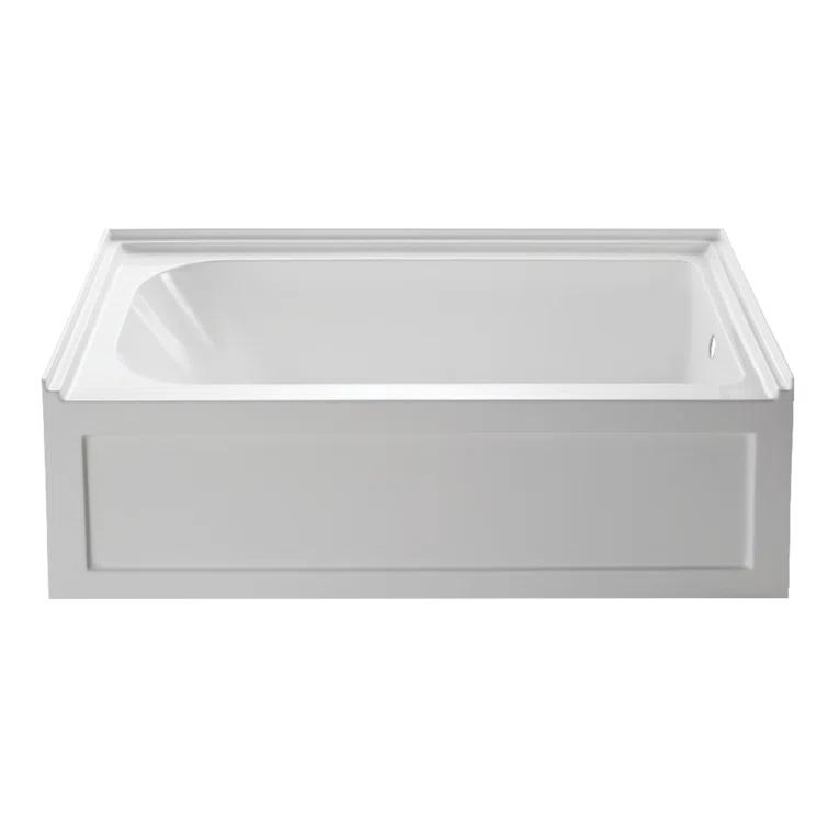 Kingston Brass Aqua Eden 60-Inch Acrylic Rectangular 3-Wall Alcove Tub with Anti-Skid Surface