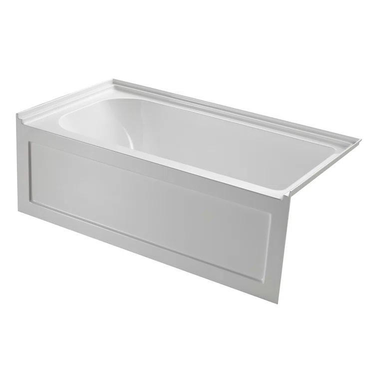 Kingston Brass Aqua Eden 60-Inch Acrylic Rectangular 3-Wall Alcove Tub with Anti-Skid Surface