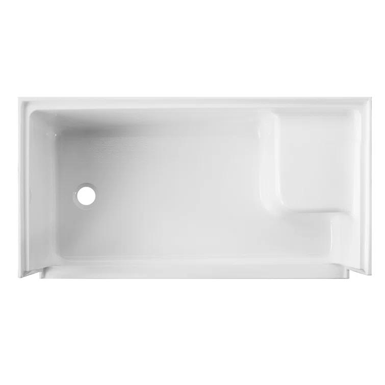 Kingston Brass Grenada 60-Inch x 32-Inch Anti-Skid Acrylic Shower Base with Integral Seat