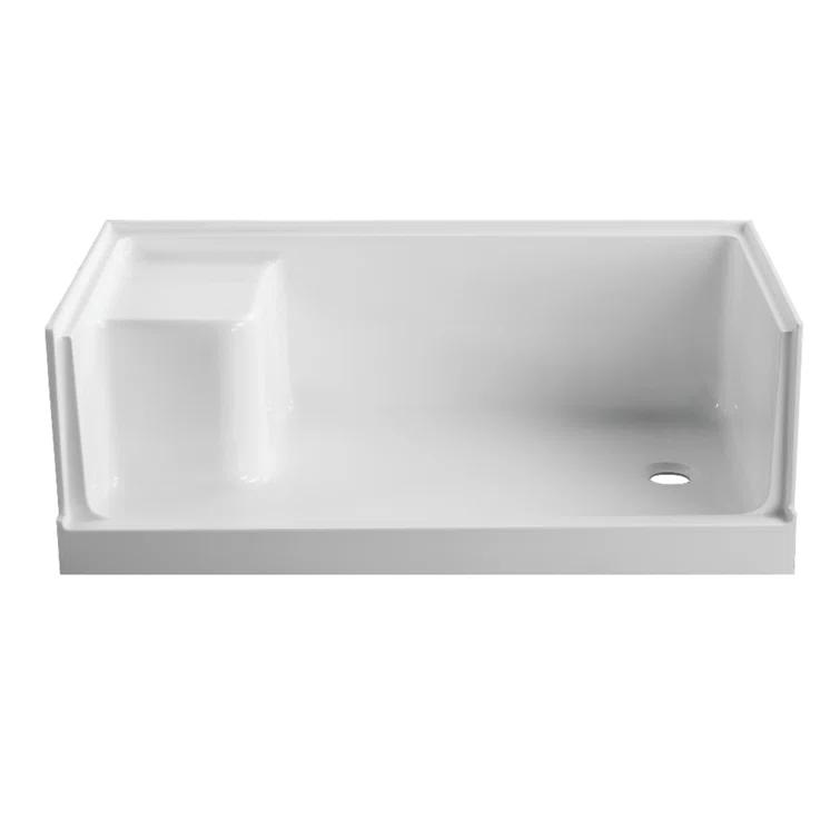 60" W x 32" D Single Threshold Shower Base with Seat