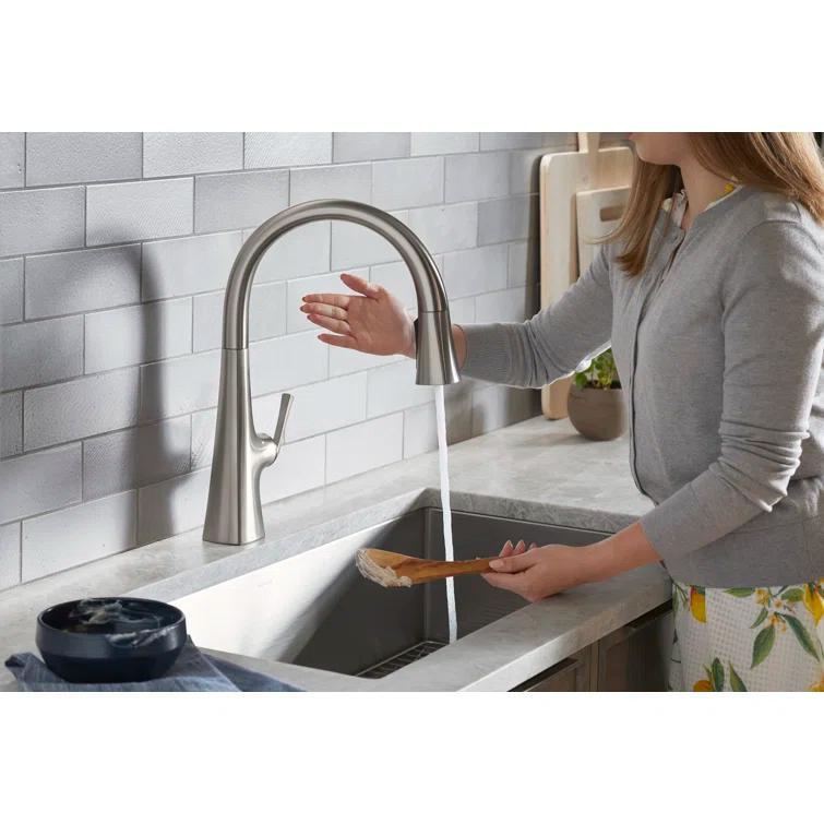 Graze Touchless Pull-Down Kitchen Sink Faucet With Three-Function Sprayhead