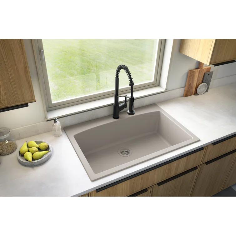 Karran Karran Drop-in Quartz Composite 33'' X 22'' 1-Hole Single Bowl Kitchen Sink QT-712-CN