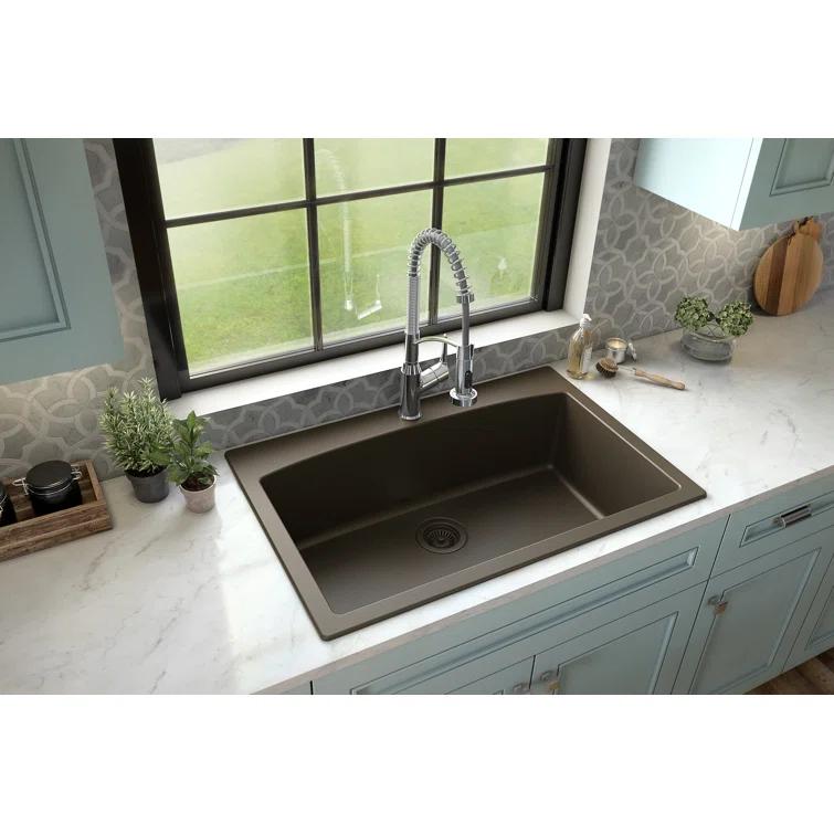 Karran Drop-in Quartz Composite 33'' X 22'' 1-Hole Single Bowl Kitchen Sink