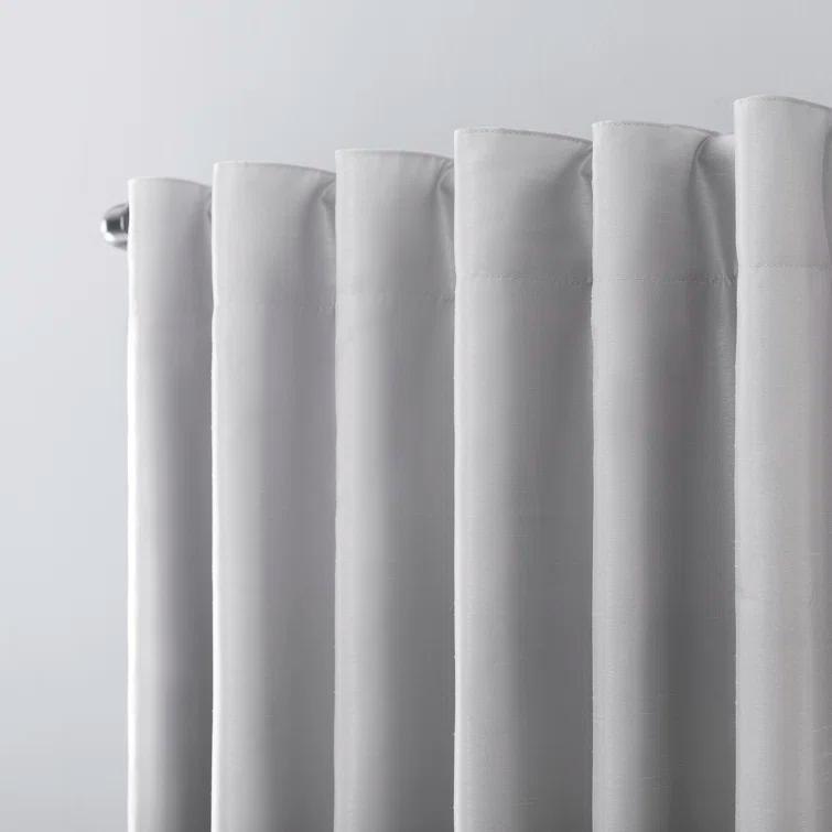 Faux Dupioni Silk Thermal Extreme 100% Blackout Back Tab Curtain Panel