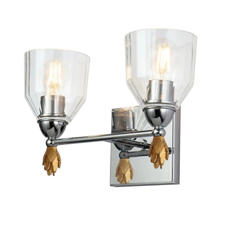 Regal Elegance Polished Chrome & Gold 2-Light Vanity Fixture