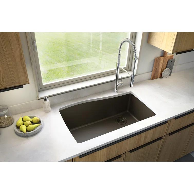 Karran Undermount Quartz Composite 33-1/2'' X 21'' Single Bowl Kitchen Sink