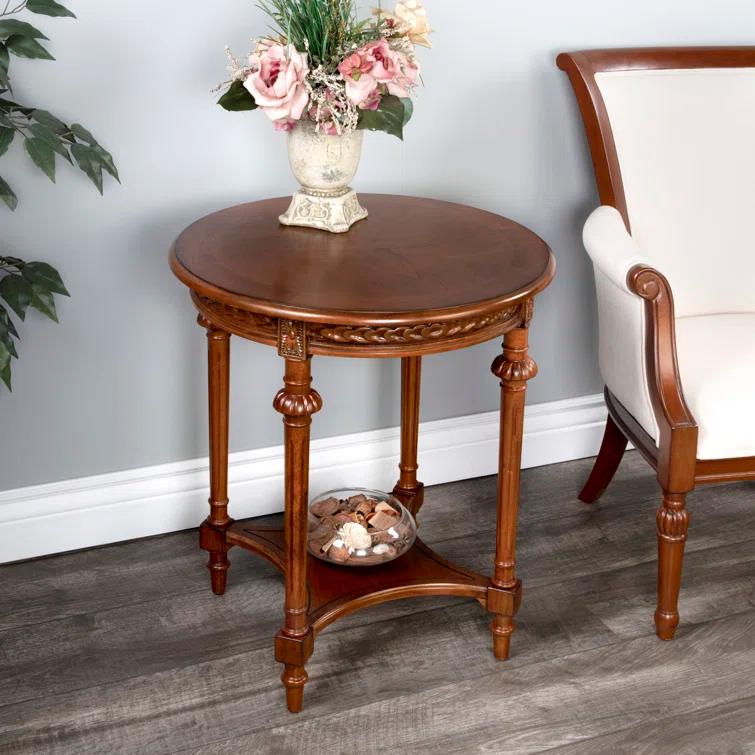 Hellinger Dark Cherry Round Wood End Table
