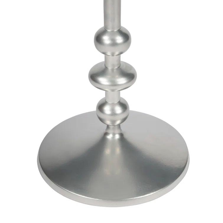 Zora Distressed Nickel Iron Round Pedestal Side Table