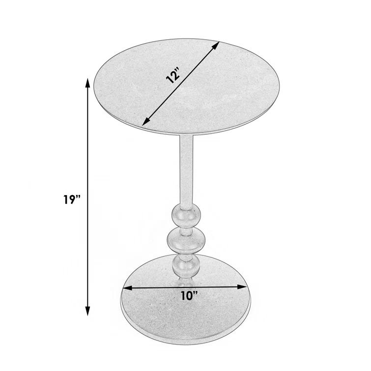 Zora Distressed Nickel Iron Round Pedestal Side Table
