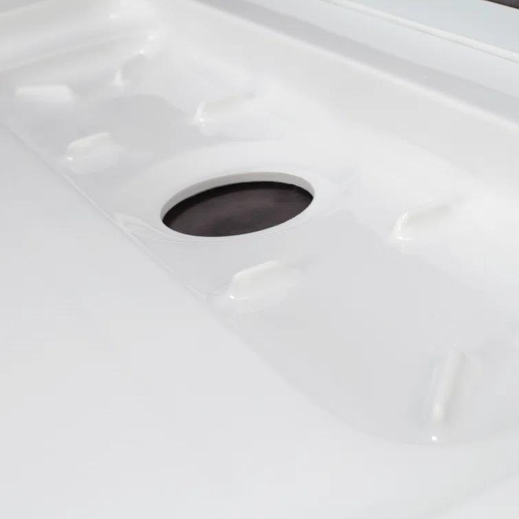 OVE Decors 48" x 32" Rectangle Shower Base Pan, White Acrylic, Hidden Side Drain, Reversible Design