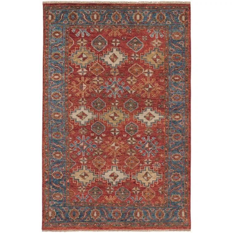 Feizy Carrington Traditional Oriental, Red/Blue/Orange, 2' x 3' Accent Rug Easy Care Stain Resistant Kid Friendly Vintage Bordered Floor Rug for Living room Bedroom