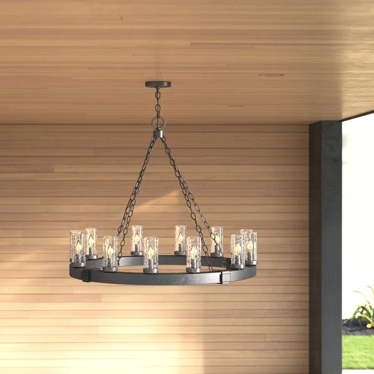 Sawyer 12-Light Single Tier Outdoor Rustic Chandelier