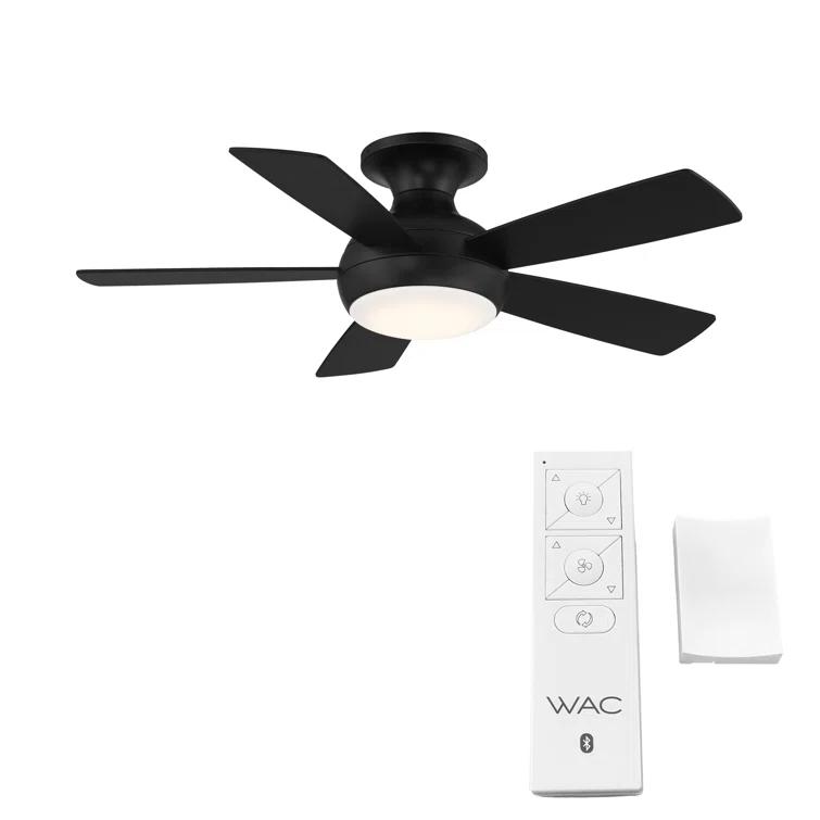 Odyssey 5- Blade Smart Flush Mount Ceiling Fan with Remote Control and LED Light Kit Included