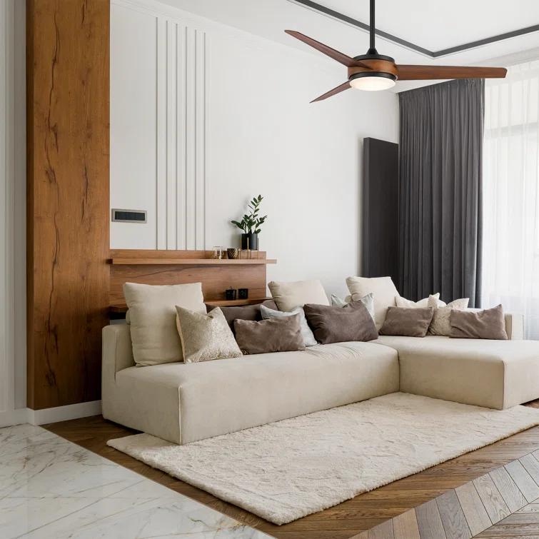 54" Mod 3 - Blade Outdoor/Indoor Smart Ceiling Fan with Remote Control and Dimmable LED Light Kit Included, Works With Google Assistant, Amazon Alexa, iOS And Android APP