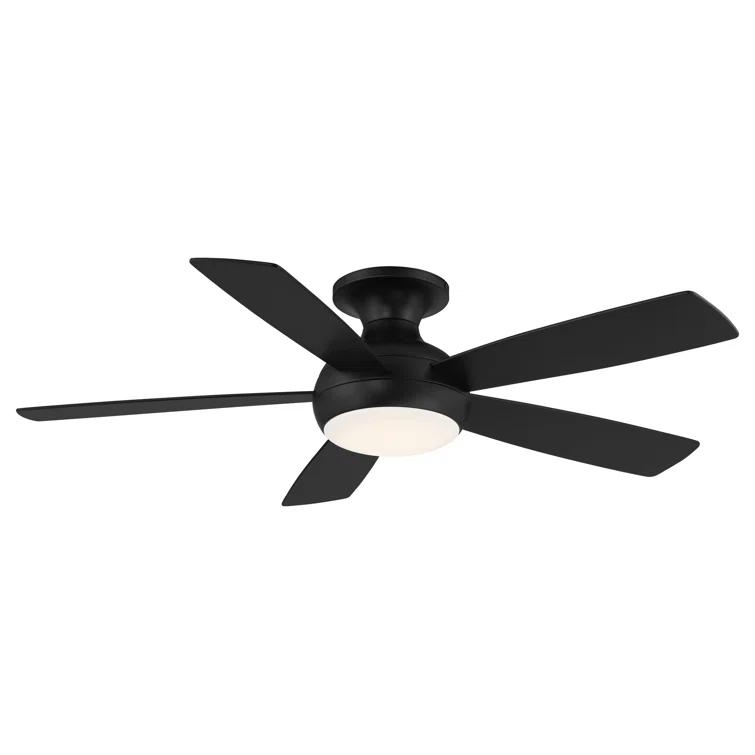 Odyssey 5- Blade Smart Flush Mount Ceiling Fan with Remote Control and LED Light Kit Included