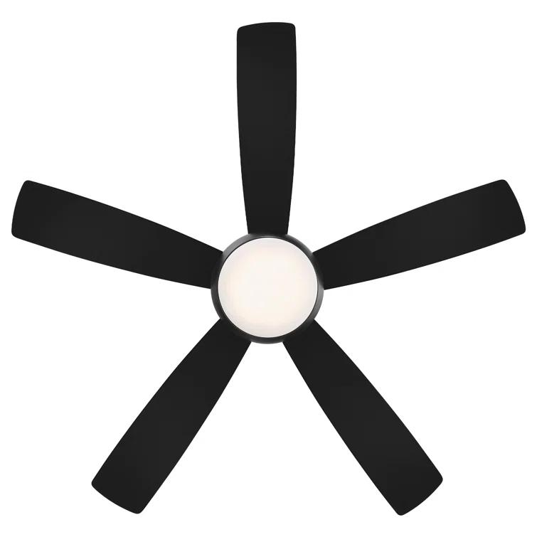 Odyssey 5- Blade Smart Flush Mount Ceiling Fan with Remote Control and LED Light Kit Included