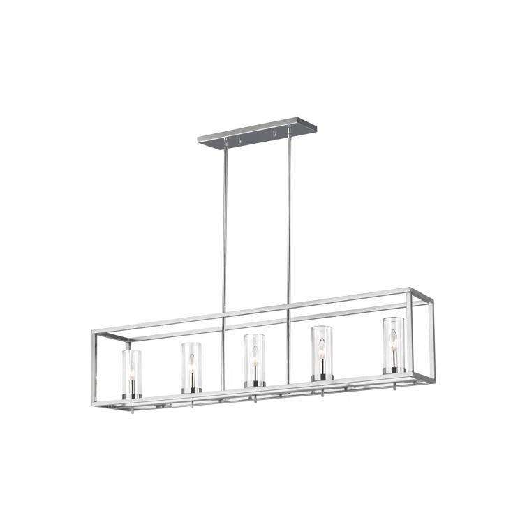 Generation Lighting Zire 5 -Light Chrome Modern/contemporary Clear glass Linear Large Hanging Kitchen island light