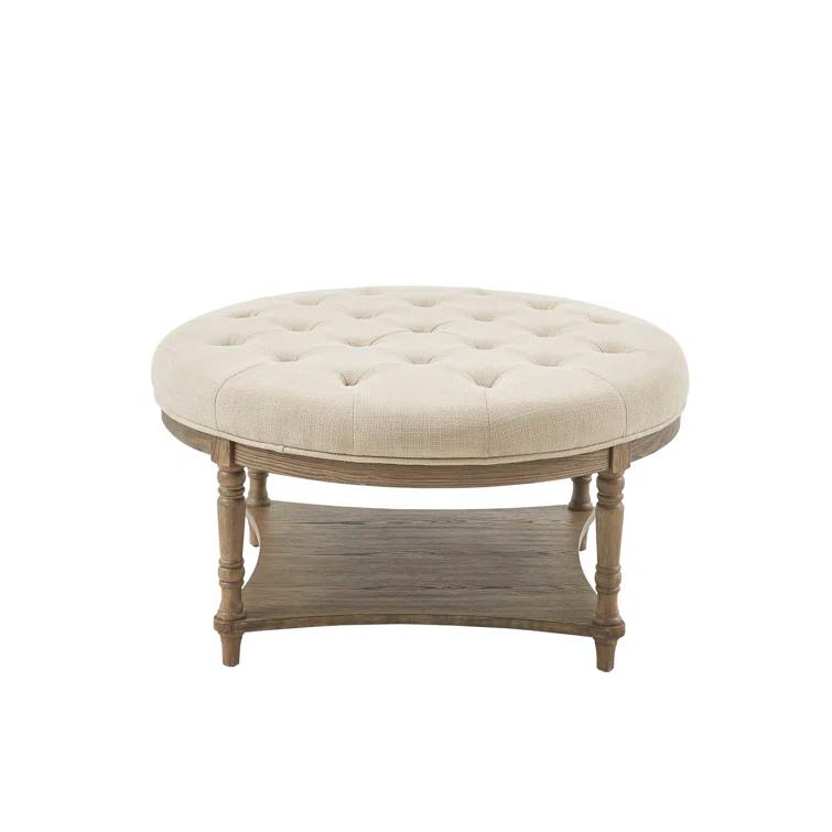 Martha Stewart Cedric Tufted Round Ottoman with Storage