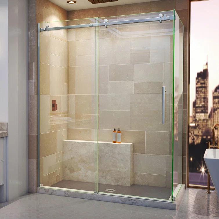 Enigma Air 60.38" W x 34.75" D x76" H Frameless Rectangle Walk In Shower Enclosure