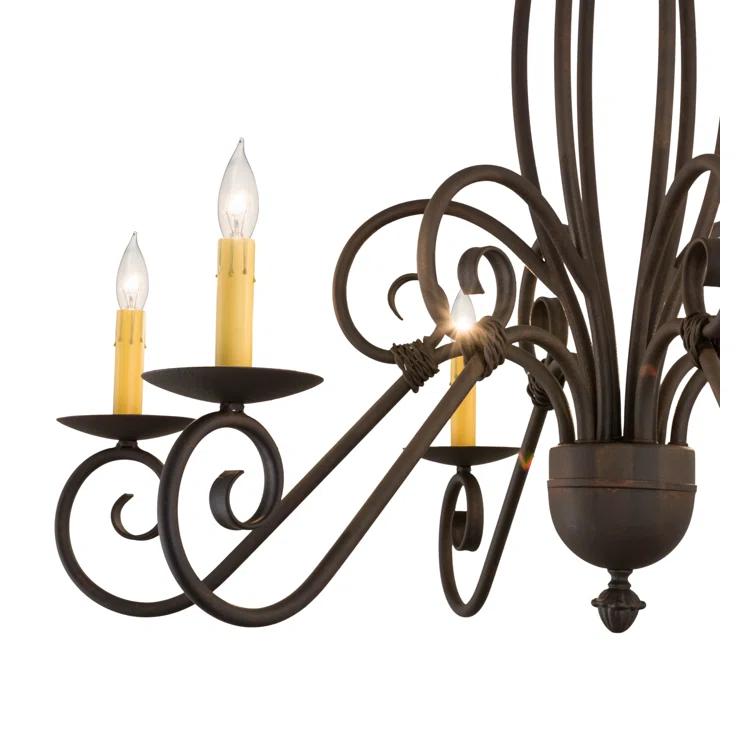Squire 36" Wide 6-Light Copper Candle Chandelier
