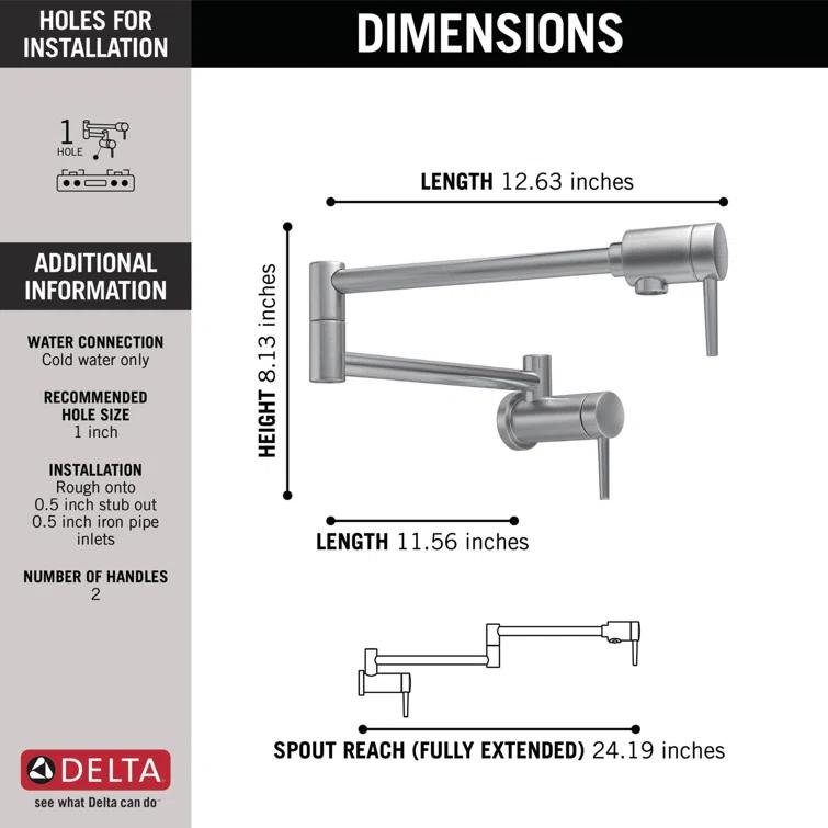 Contemporary Pot Filler Faucet, Wall Mount Pot Filler Kitchen Faucet