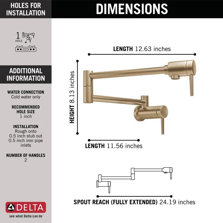 Contemporary Pot Filler Faucet, Wall Mount Pot Filler Kitchen Faucet