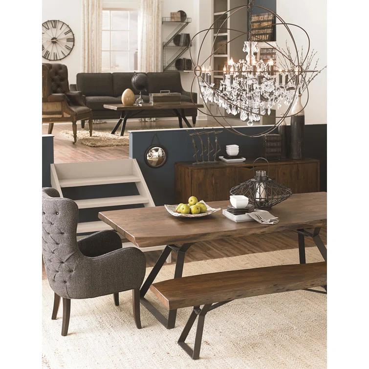 Nottingham Antique Zinc & Walnut 72" Industrial Dining Bench