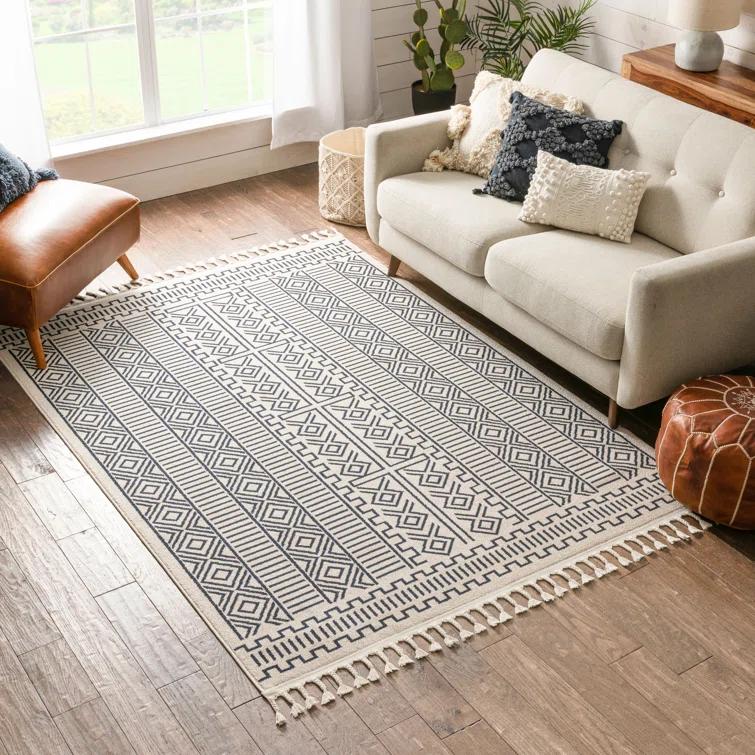 Geometric Dark Blue Area Rug