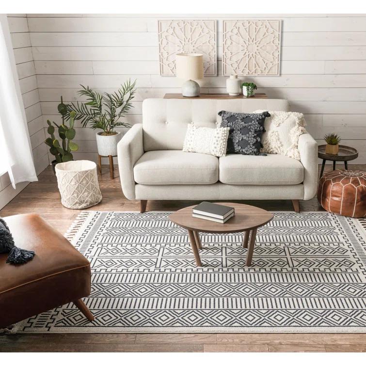 Geometric Dark Blue Area Rug