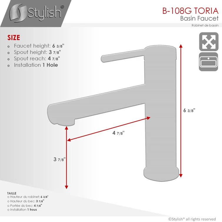 STYLISH Stylish Solace Toria One-Handle 6 3/8" Centerset Bathroom Faucet B-108G
