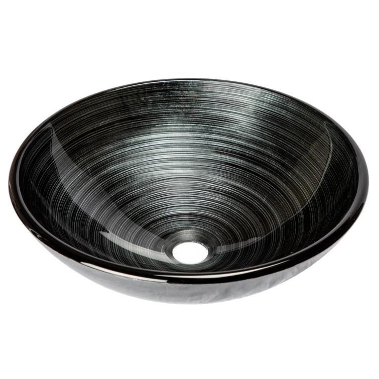 Eden Bath 16.38'' Tempered Glass Circular Bathroom Sink