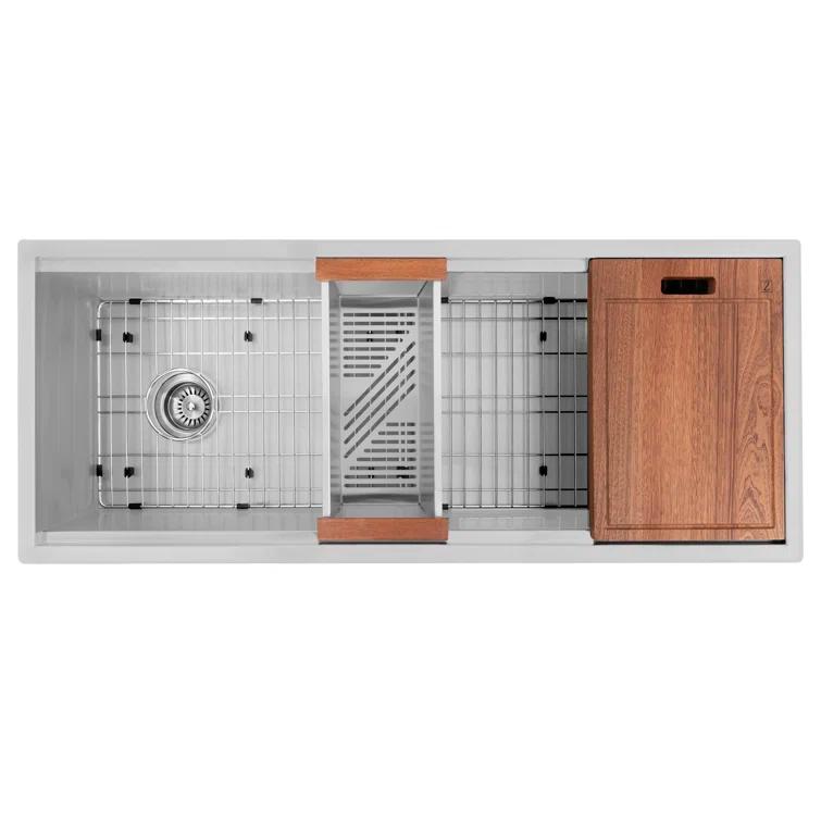 ZLINE 43 in. Garmisch Undermount Single Bowl Stainless Steel Kitchen Sink W/ Bottom Grid & Accessories (SLS-43)