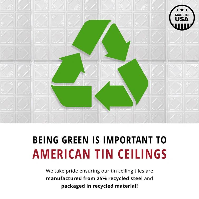 American Tin Ceilings American Tin Ceilings Pattern #2 24 x 24 inch Metal Tin Nail-Up Ceiling Tiles (Set of 5) (Covers 20 sq. ft) (Set of 5)