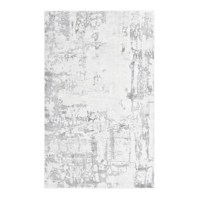 Luxe Abstract Handcrafted Viscose Gray Area Rug, 9' x 12'
