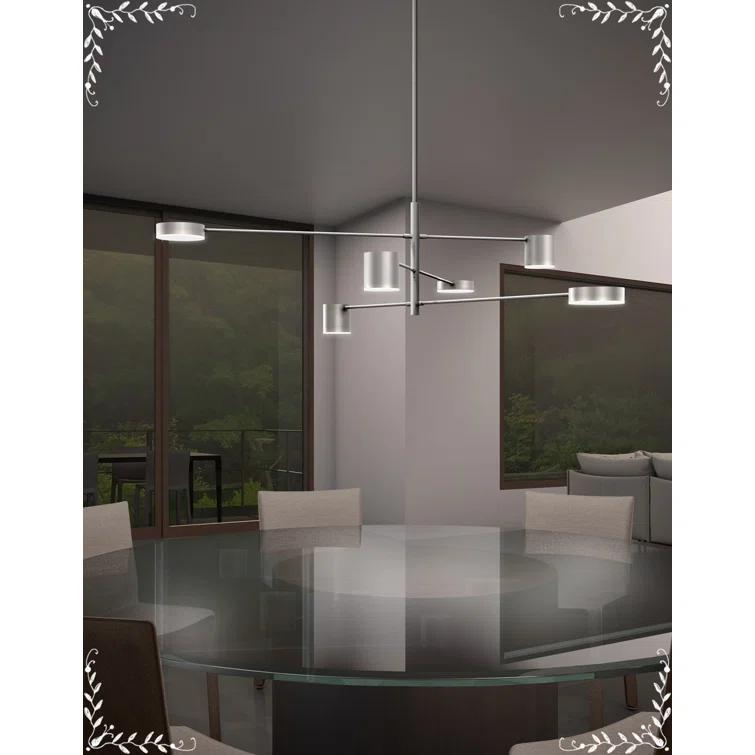 Counterpoint 6 - Light Dimmable LED Sputnik Modern Linear Chandelier