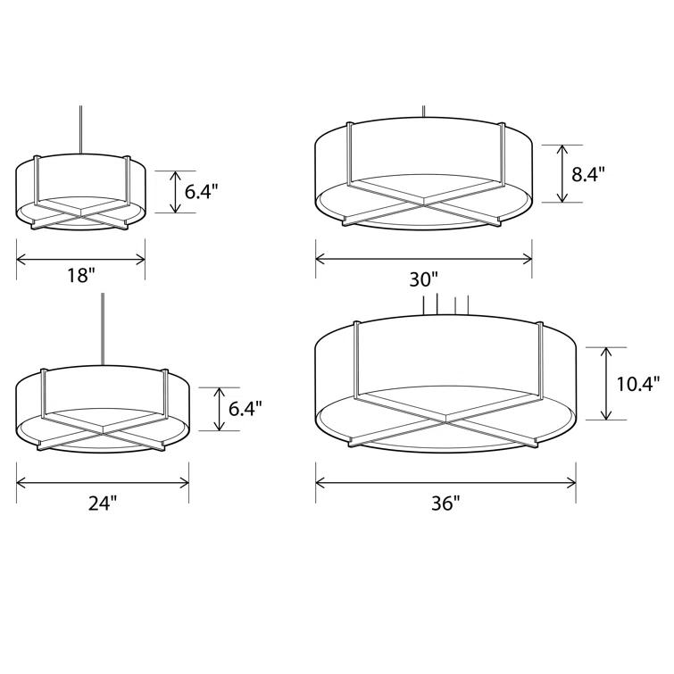 Plura 2 - Light Wood Dimmable Drum Chandelier