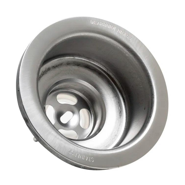 Sink Basket Strainer, Stainless Steel Body and Basket, Rubber Stopper w/ Metal Post