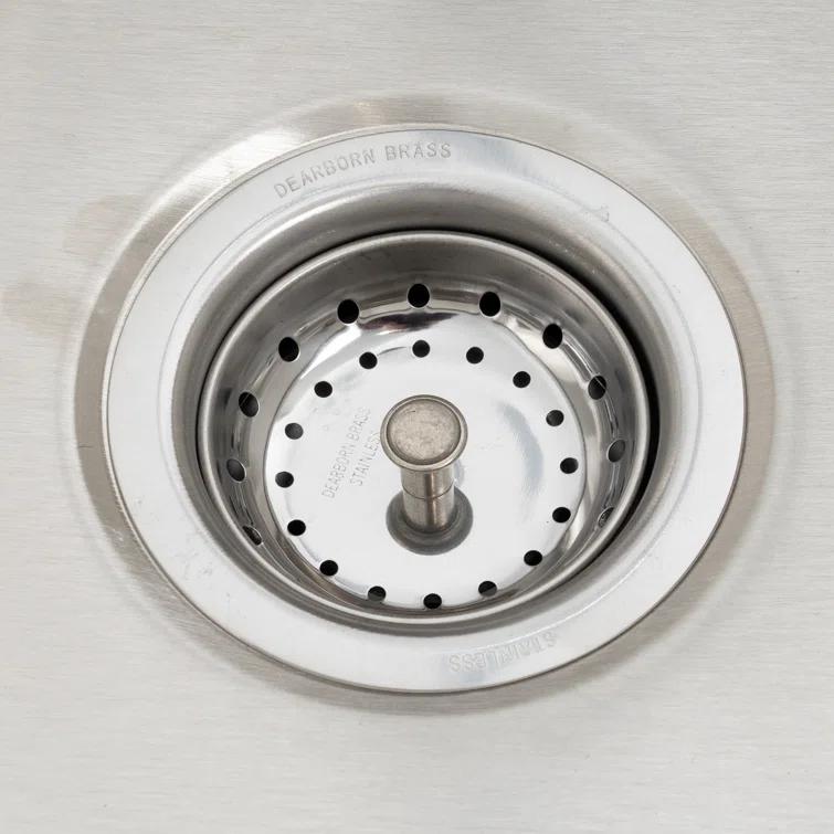 Sink Basket Strainer, Stainless Steel Body and Basket, Rubber Stopper w/ Metal Post