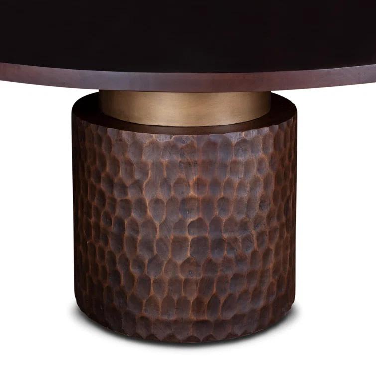 Contemporary Raw Walnut Reclaimed Mango Wood Round Dining Table