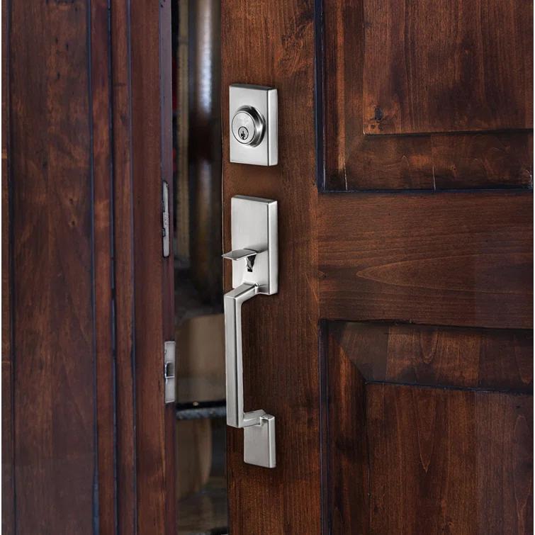 Stockholm Handleset with Single Cylinder Deadbolt and Door Knob and Rosette