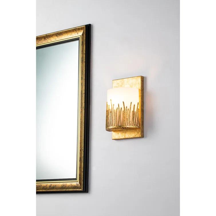 Elegant Gold Leaf Dimmable Wall Sconce with Sanded Glass