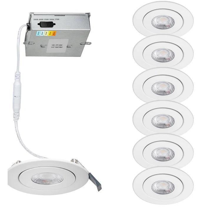 Lotos 4.75'' Selectable Color Temperature Dimmable Air-Tight IC Rated LED Canless Recessed Lighting Kit