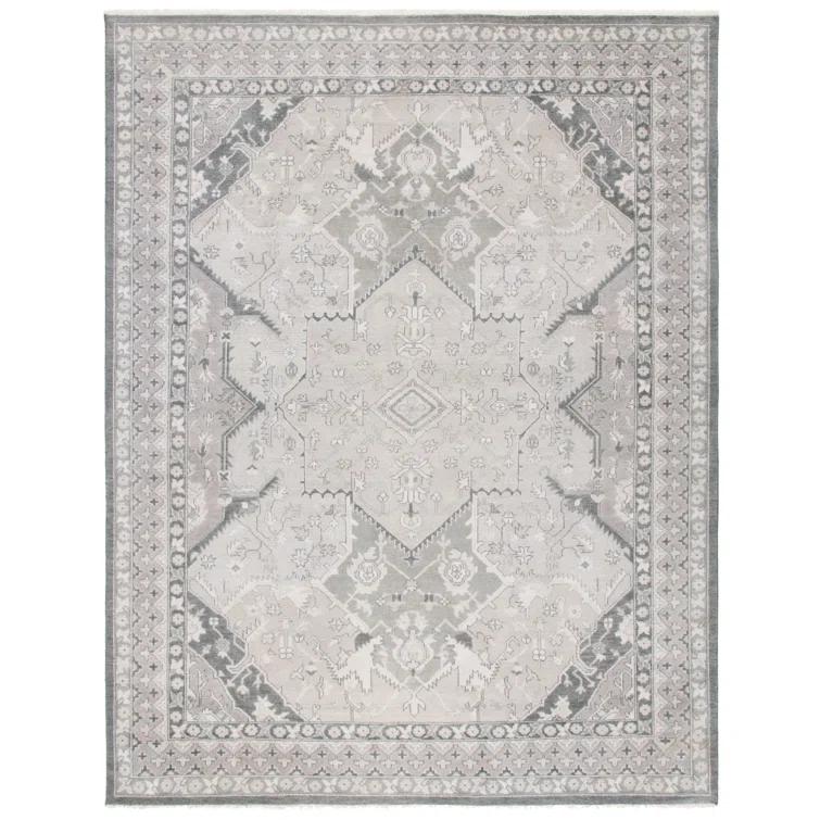 Dove Gray Hand-Knotted Wool Blend 8' x 10' Nomadic Rug