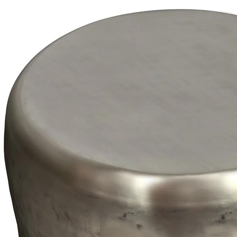 Garvy 20"W Metal Industrial End Table with Drum Design, Assembled