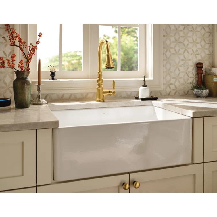FC3319101810 Moen Fireclay 30" L X 19" W Farmhouse Kitchen Sink