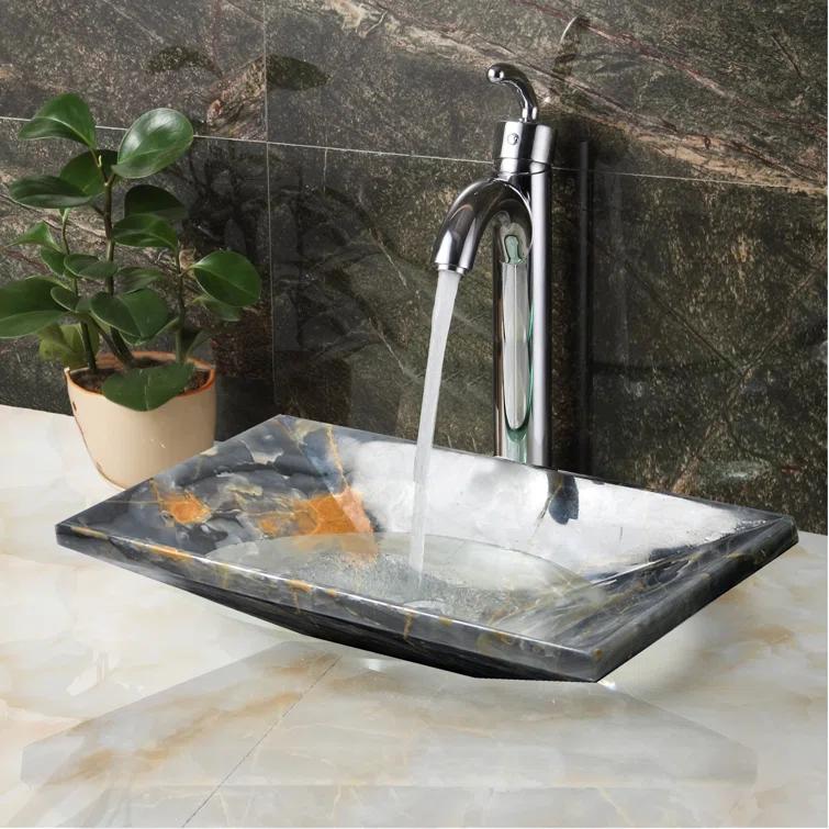 AA Warehousing 13'' Gray Stone Rectangular Bathroom Sink