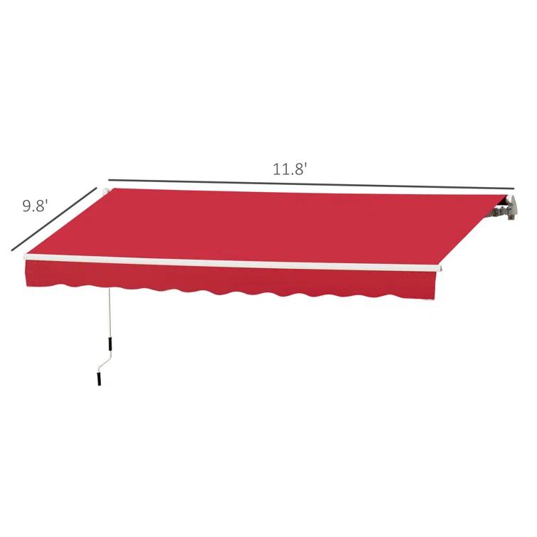 Outsunny 2'' Polyester Beige Cover Retractable Patio Awning