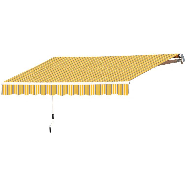 Outsunny 2'' Polyester Beige Cover Retractable Patio Awning