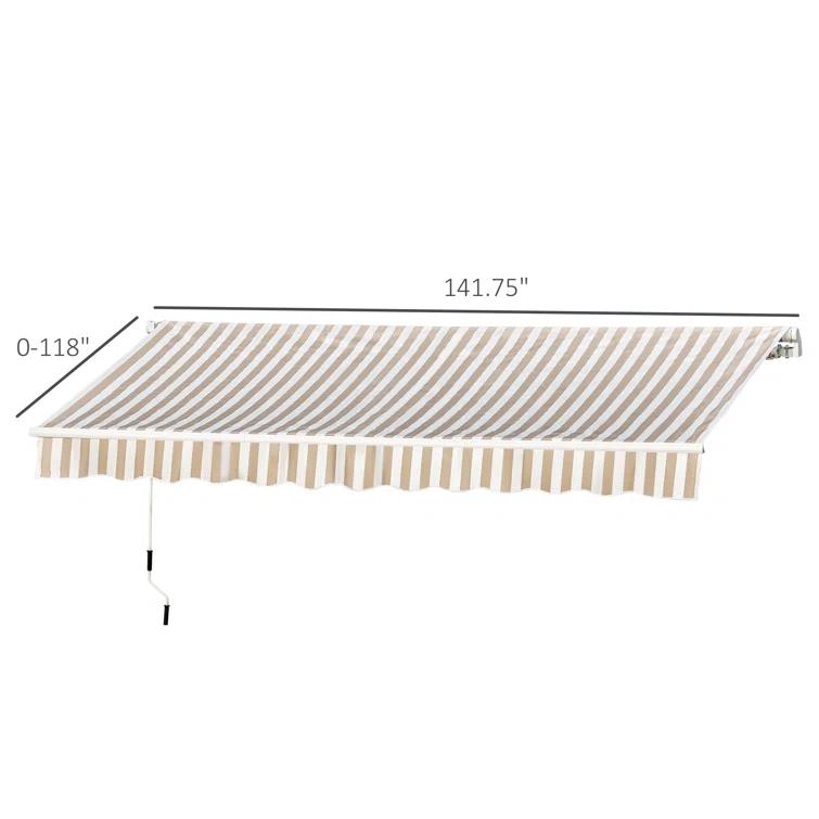 Outsunny 2'' Polyester Beige Cover Retractable Patio Awning