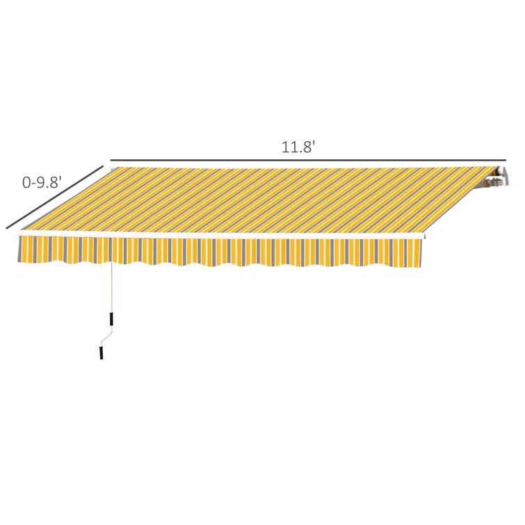 Outsunny 2'' Polyester Beige Cover Retractable Patio Awning